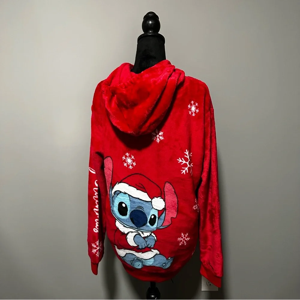 NWOT Disney Stitch Christmas Red Cozy Hoodie